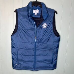Southern Tide Blue Quilted Vest with Full-Length Zipper